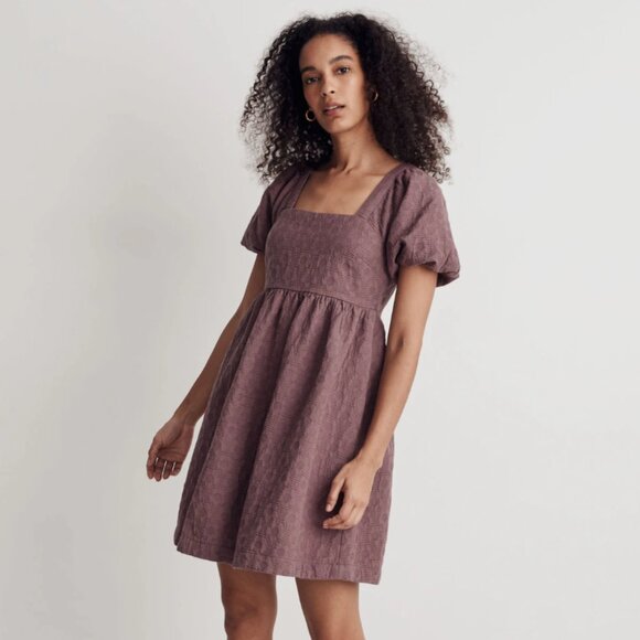 Madewell Floral Quilted Puff-Sleeve Mini Dress - Picture 1 of 4